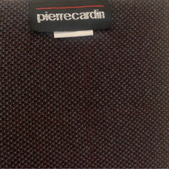 Pierre Cardin Chevron Houndstooth Plaid Scarf Black Gray Burgundy Checkered - Picture 5 of 8